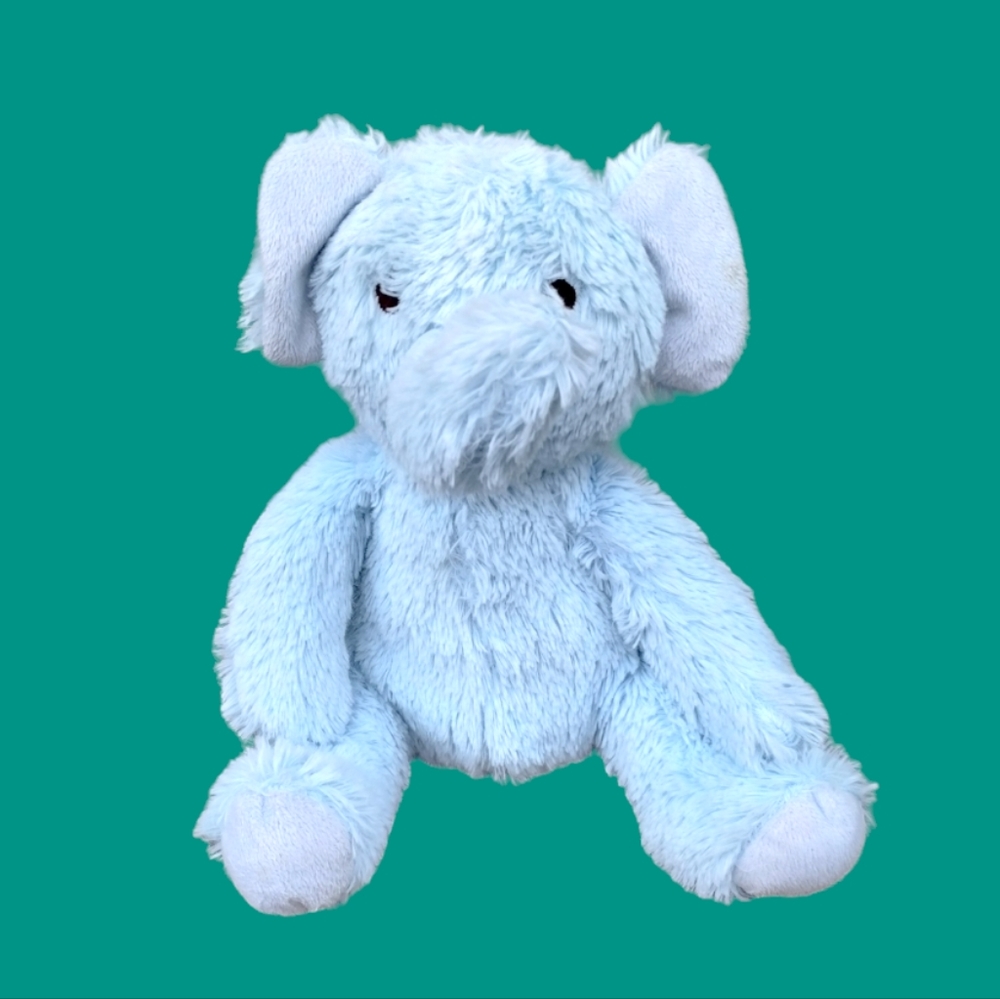 Bashful Elephant Fuzzy Soft Sitting Plush Stuffed Animal Cute Blue lovey 11in - Picture 1 of 15